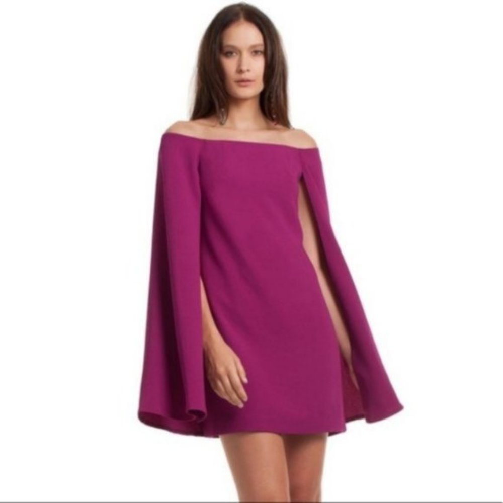 Trina Turk crepe cocktail cape dress pink sz 6 NWT